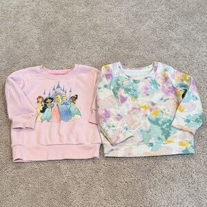 Girls' 2T Pink Princess Graphic Sweatshirt & Pastel Tie-Dye Crew